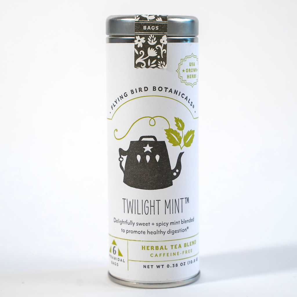 Caja de té "Twilight Mint": 6 bolsitas ecológicas de té orgánico (Menta dulce y picante, sin cafeína)
