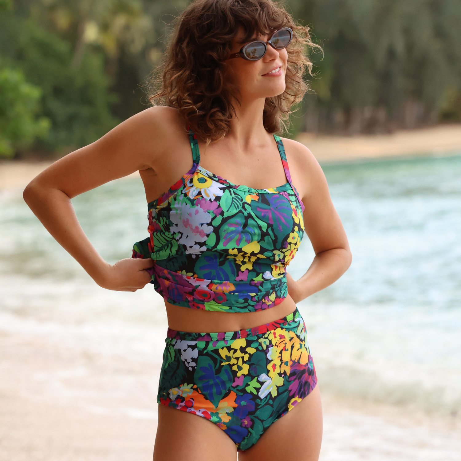 Women'S Two Piece Swimsuit Tankini Fiore Black