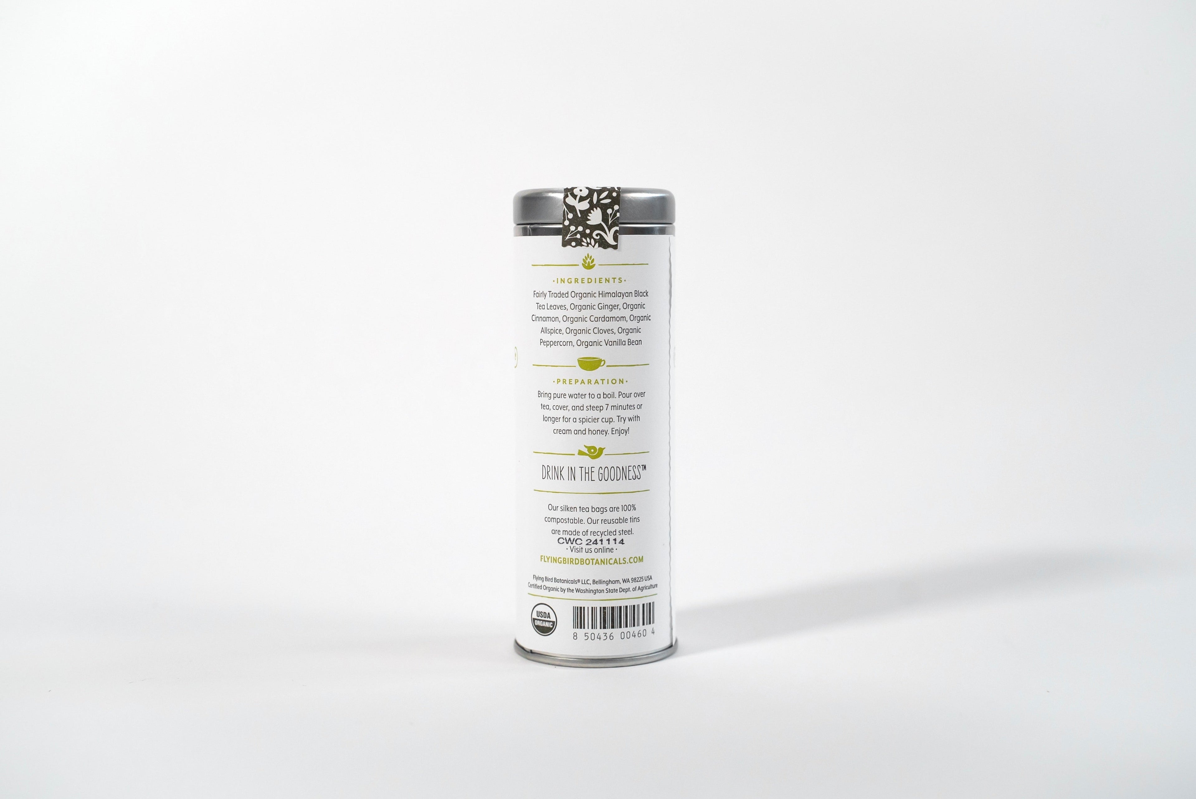 "Cedarwood Chai" Tea Time Tin - 6 Eco-Teabags of Organic Woodsy Tea