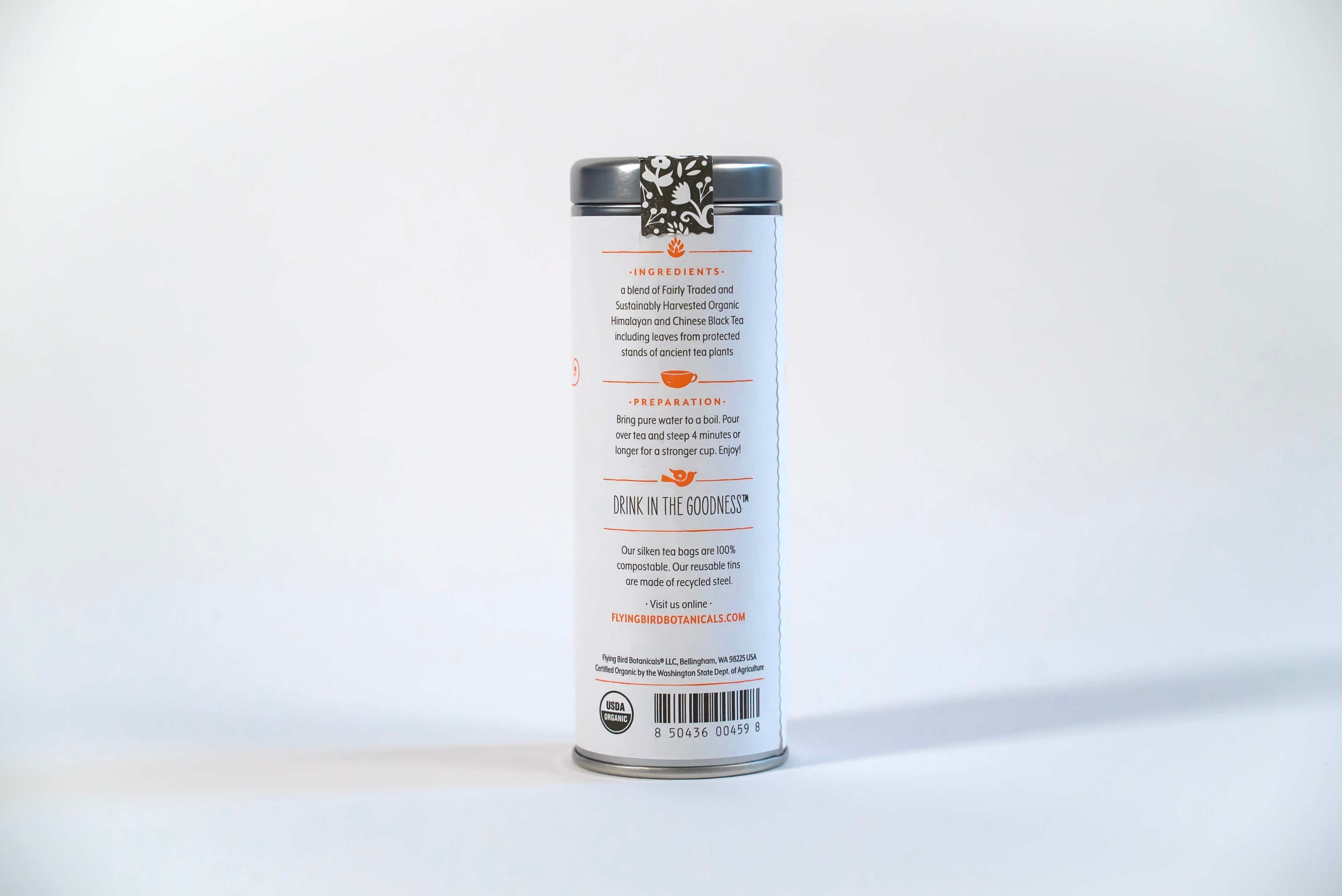 "Ancient Sunrise" Tea Time Tin: 6 Eco-Bags Organic Bright & Malty Tea w. Ancient Black & Oolong Teas (Tea Time / Grow & Bloom)