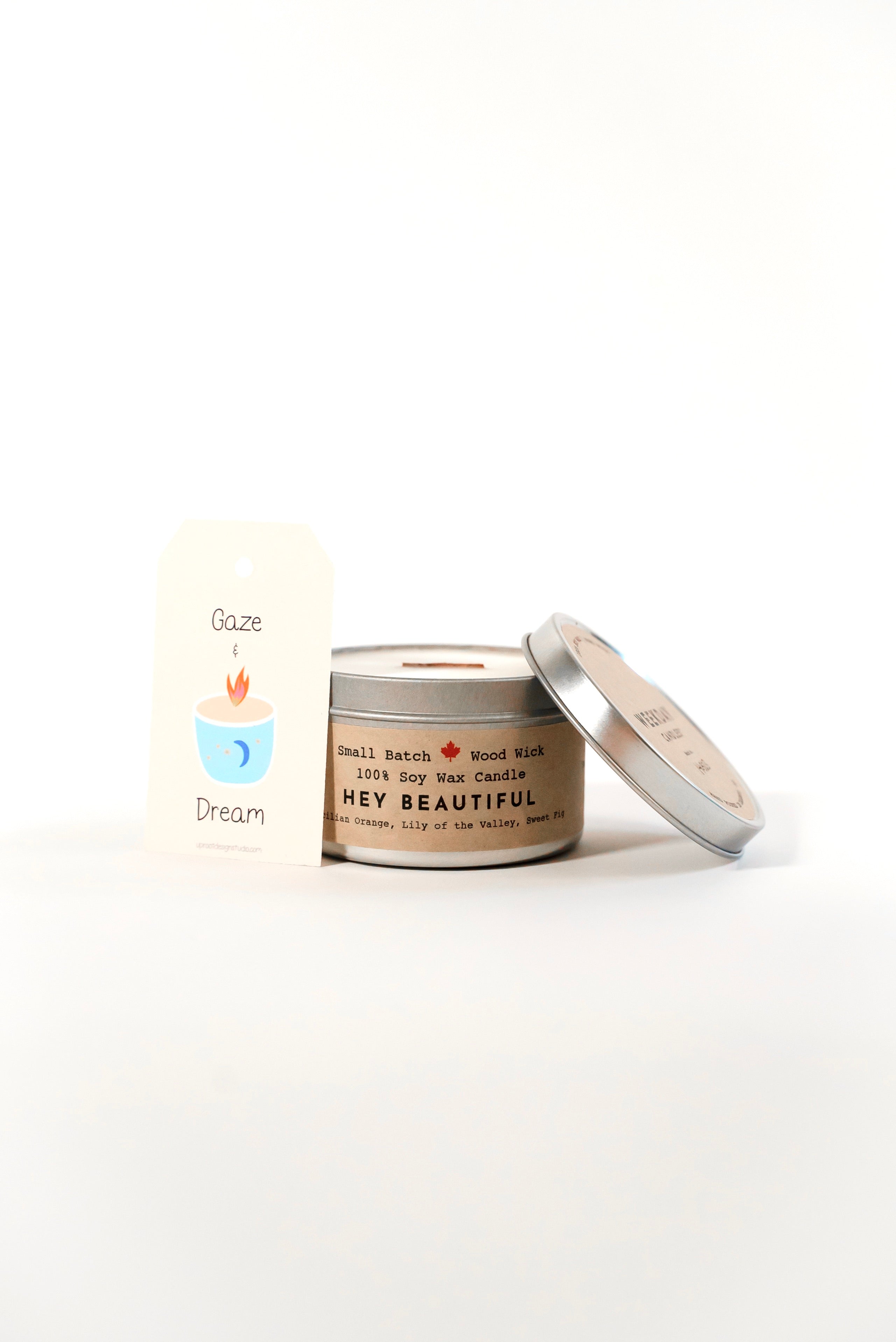 "Hey Beautiful" Soy Crackling Wick Eco-Candle - Orange, Fig & Lily of the Valley Scent (Shine On)