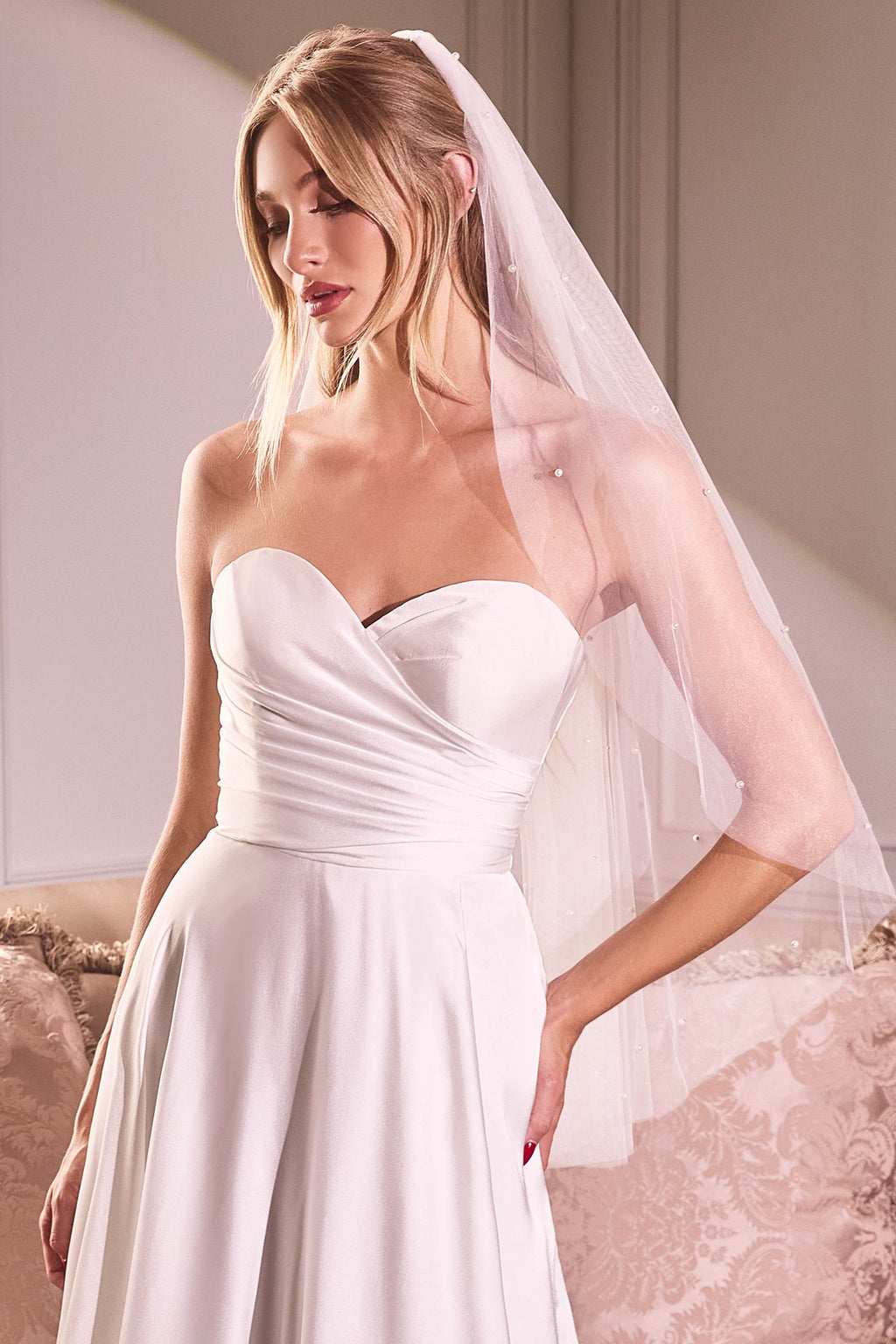 Pearl Drops Fingertip Veil is a wedding veil for wedding. It features tulle styling and a polished formalwear look suited for Honey Badger Books shoppers selecting special-occasion apparel.