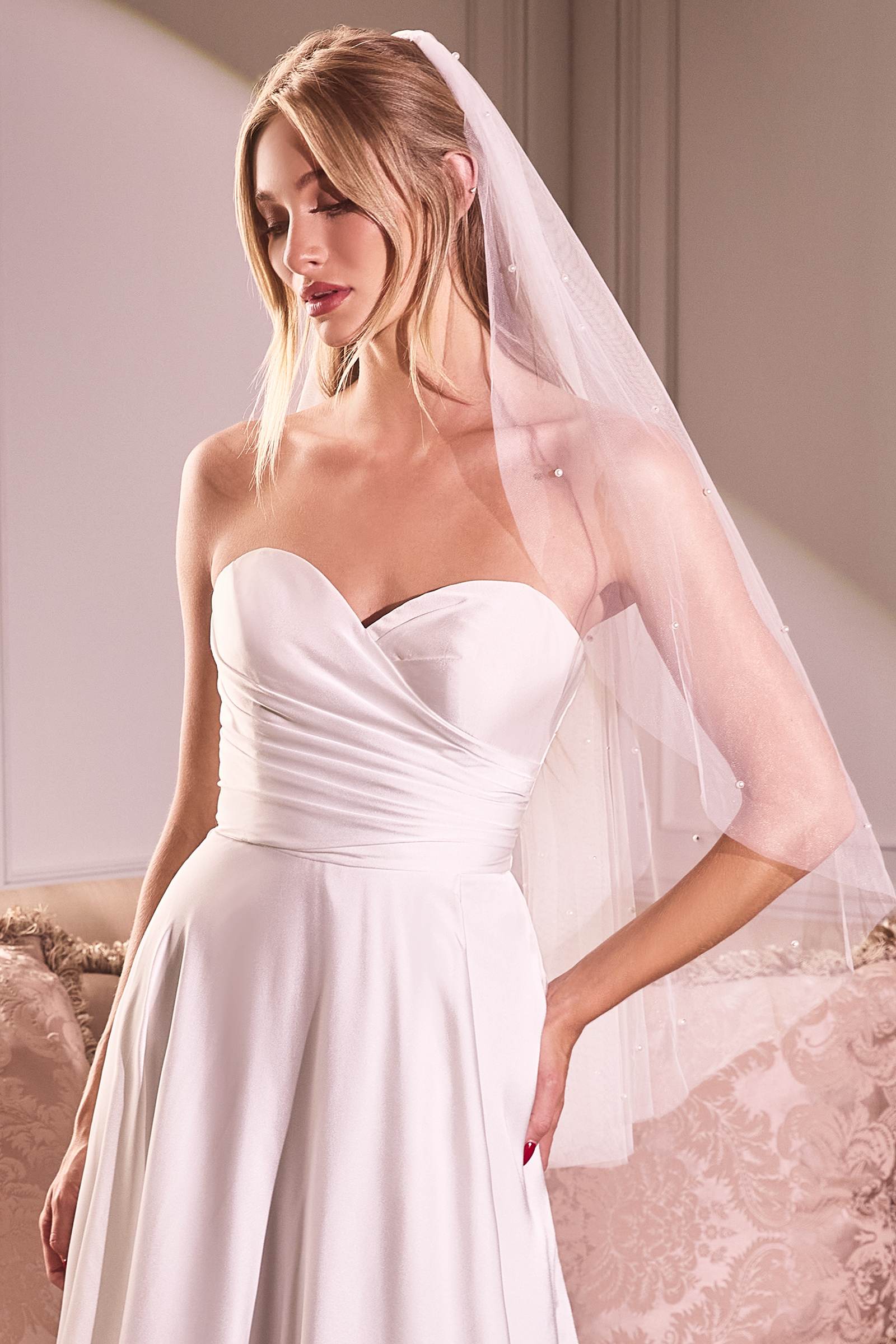Pearl Drops Fingertip Veil is a wedding veil for wedding. It features tulle styling and a polished formalwear look suited for Honey Badger Books shoppers selecting special-occasion apparel.
