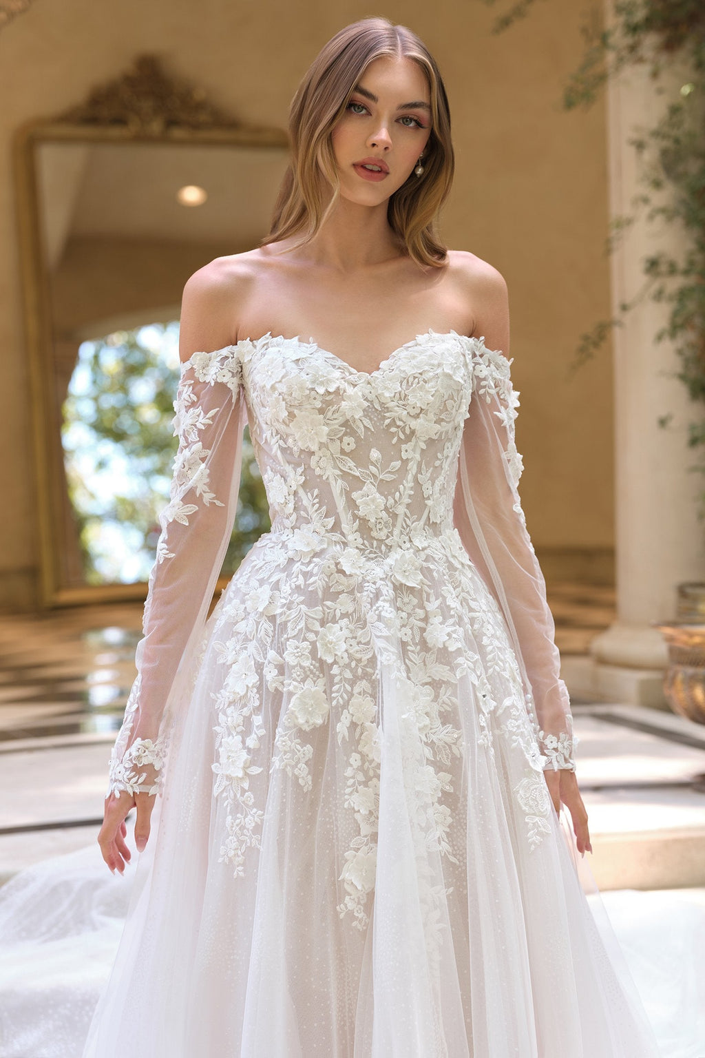 Wedding Dress | Andrea & Leo Wl067 Off the Shoulder Sheer
