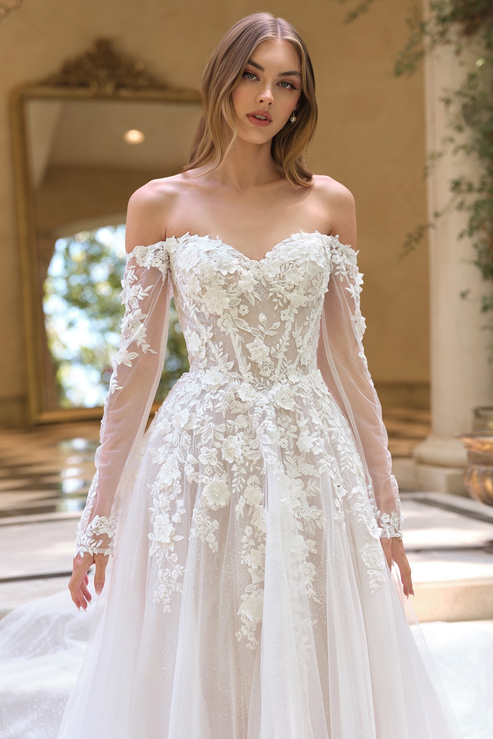 Wedding Dress | Andrea & Leo Wl067 Off the Shoulder Sheer