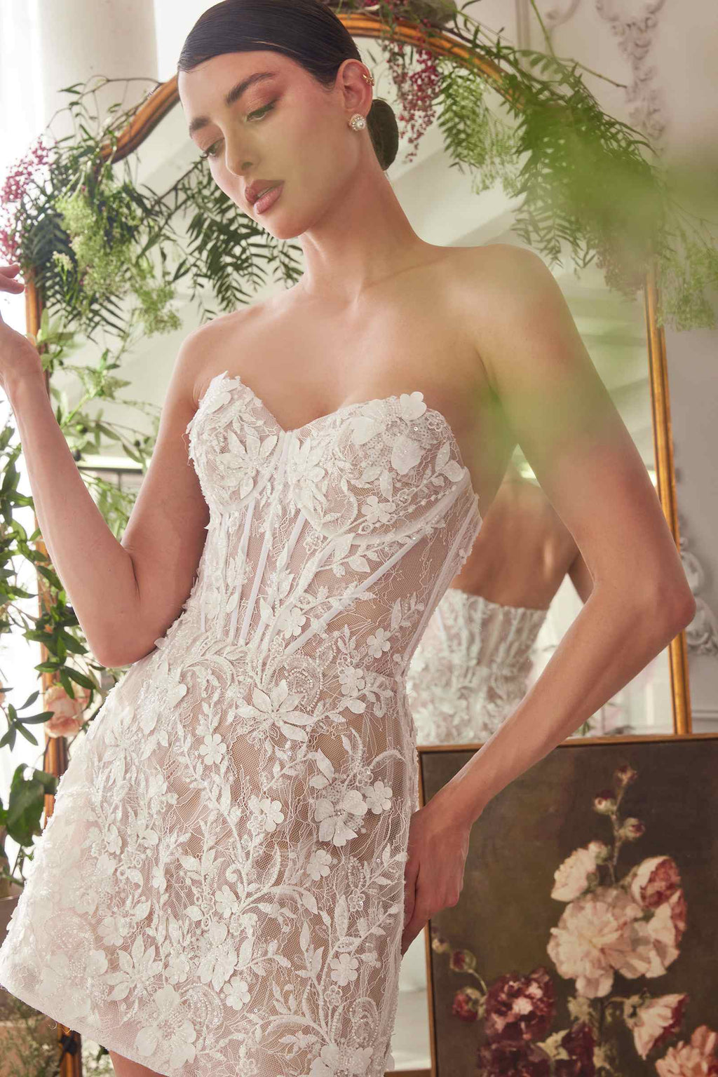 Wedding Dress | Andrea & Leo Wl084 Strapless Short Lace Midi