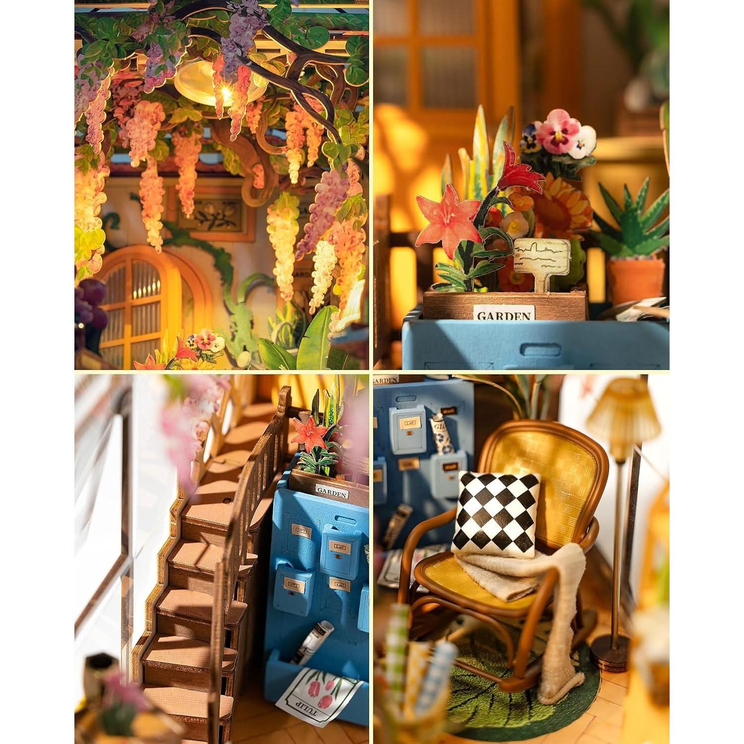 Book Case | Diy Garden House Book Nook Kit with LED