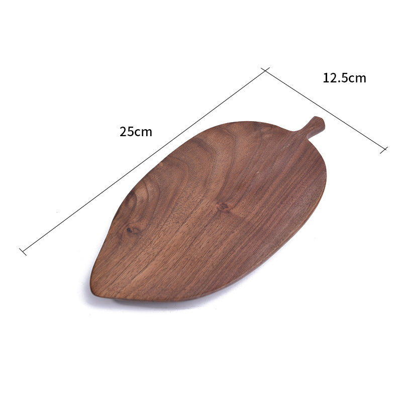 Bandeja de Madera Maciza Creativa Original Hecha a Mano para Dim Sum, Aperitivos, Frutas con Forma de Hoja