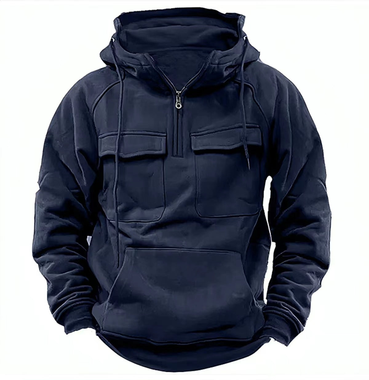 Sudadera con capucha y cremallera para hombre, con cordón y bolsillos, diseño de moda casual deportiva