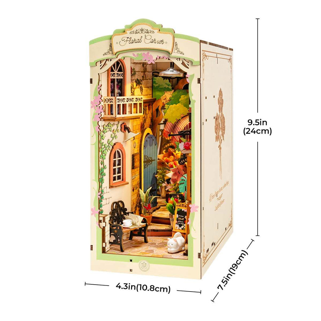 Bookshelf Decor | Miniature House | Floral Corner Diy Book Nook Shelf Insert