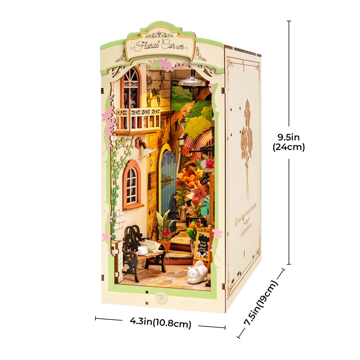 Bookshelf Decor | Miniature House | Floral Corner Diy Book Nook Shelf Insert
