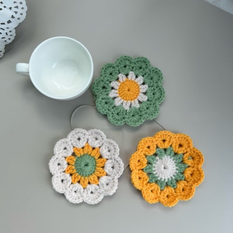 Posavasos de ganchillo con forma de flor