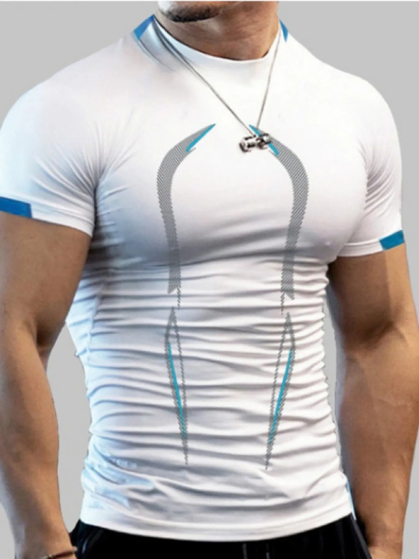 Men's Full Size Mock Neck Short Sleeve Active T-Shirt