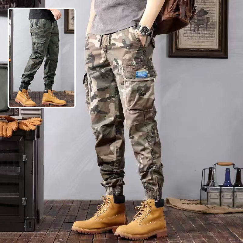 Pantalones cargo de camuflaje para hombre con bolsillos, pantalones cónicos holgados casuales de moda