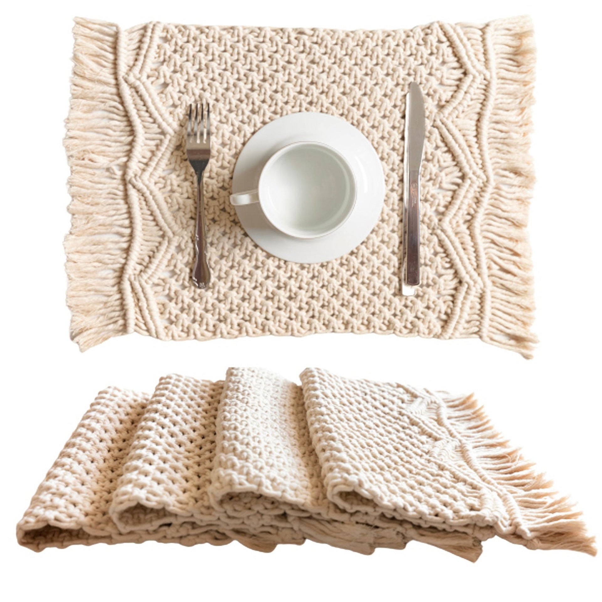Mantel Individual Tejido a Mano Tapis Bohemio