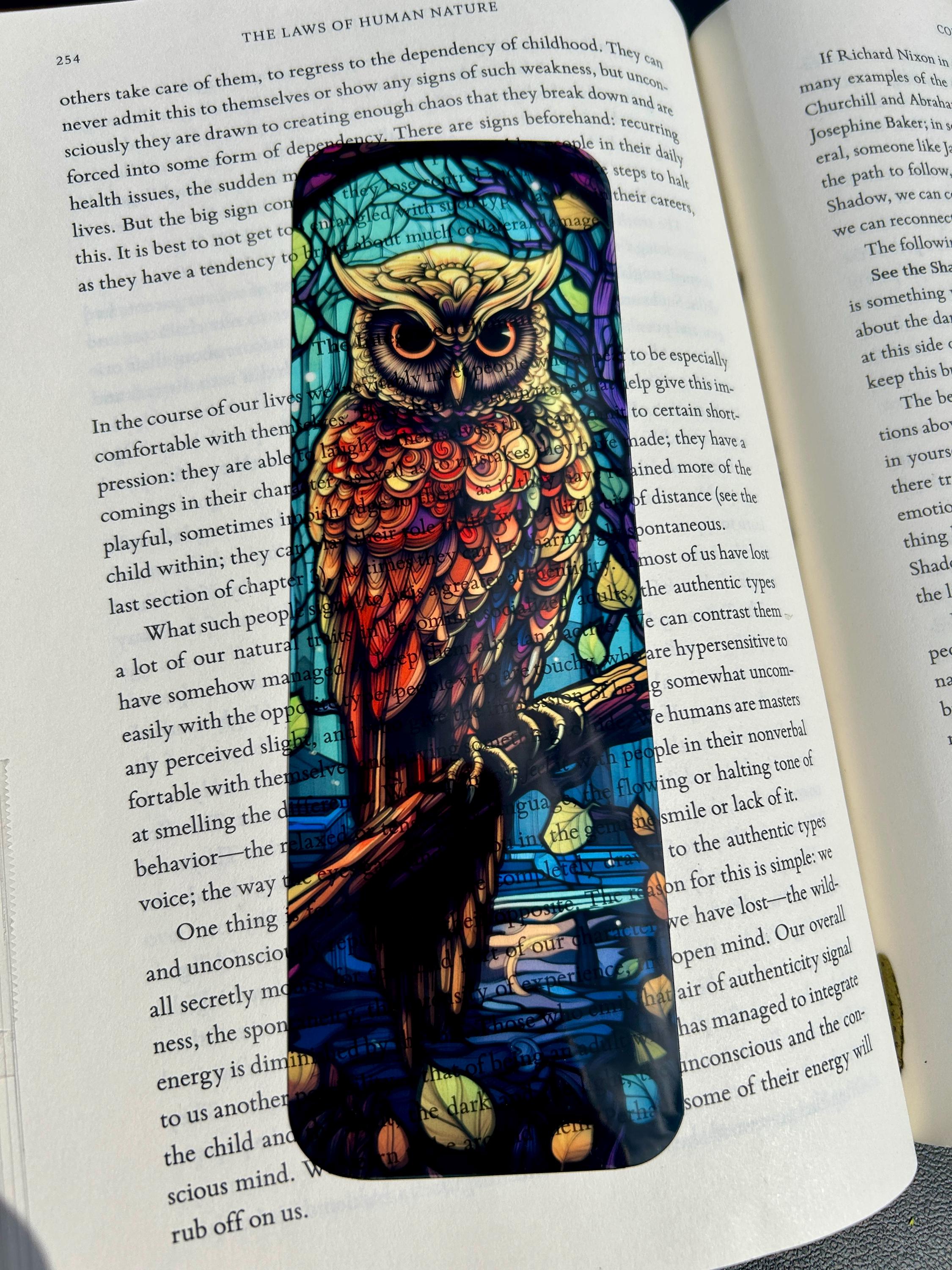 Bookmark | Stained Glass Owl Bookmark – Vibrant Forest Owl
