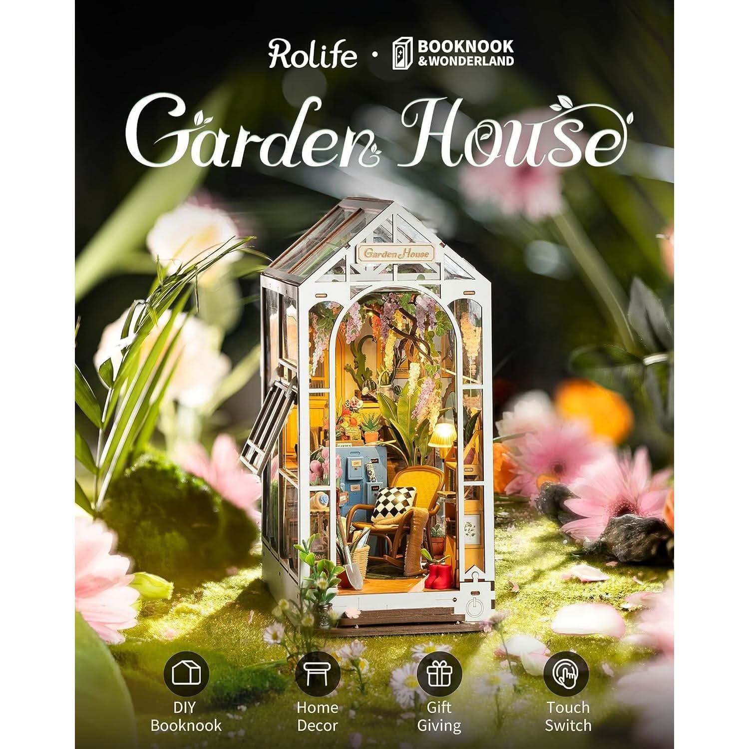 Book Case | Diy Garden House Book Nook Kit with LED