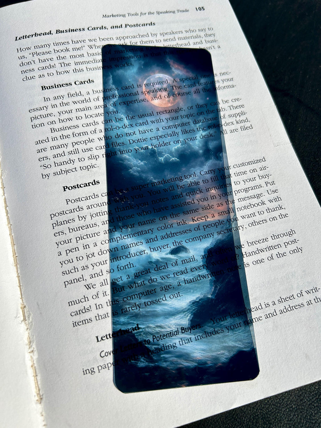 Bookmark | Moon Ocean Bookmark – Crashing Waves & Dreamy