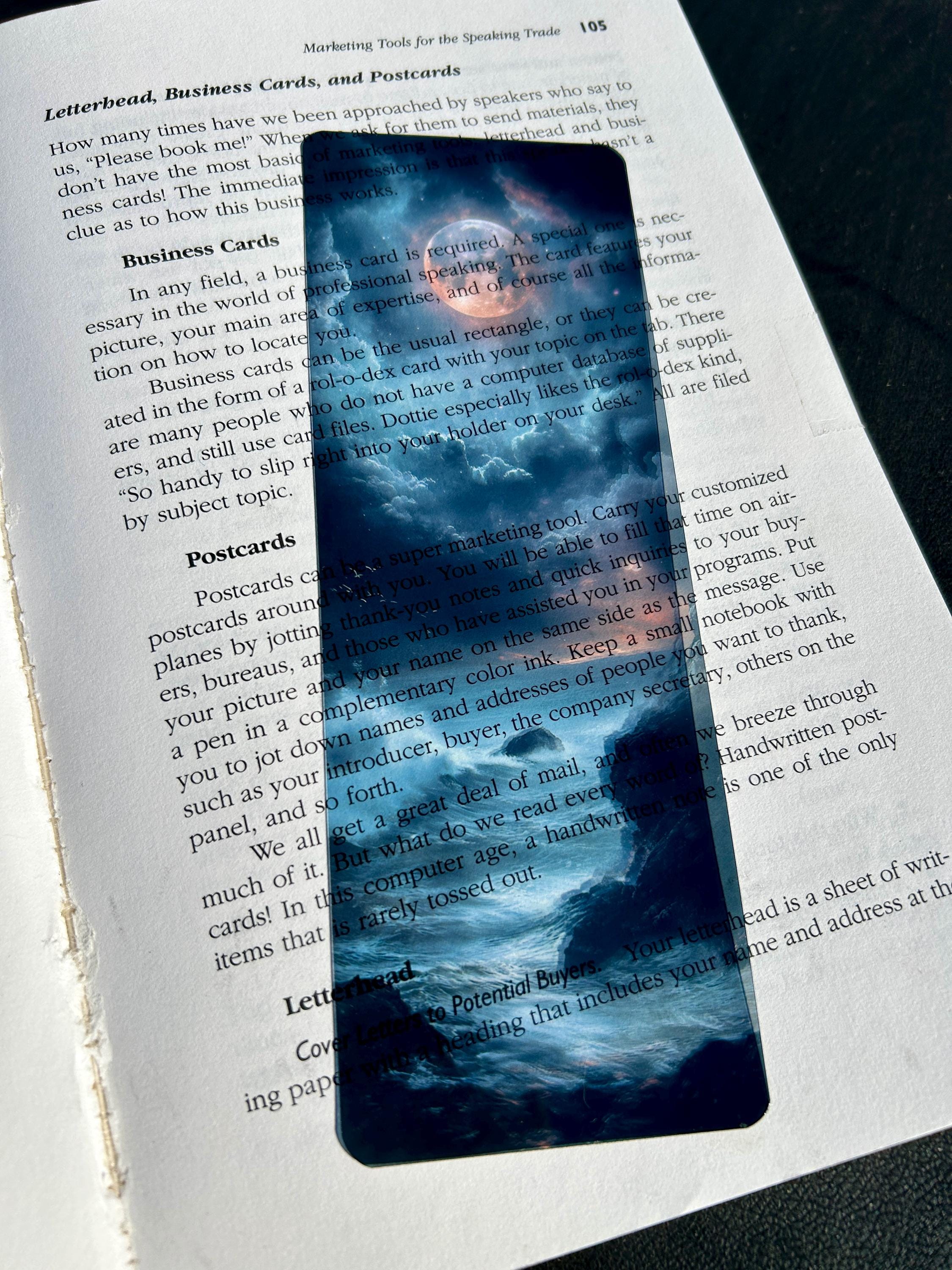 Bookmark | Moon Ocean Bookmark – Crashing Waves & Dreamy