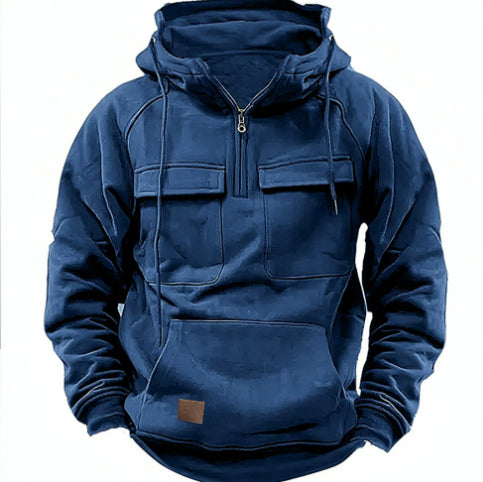 Sudadera con capucha y cremallera para hombre, con cordón y bolsillos, diseño de moda casual deportiva