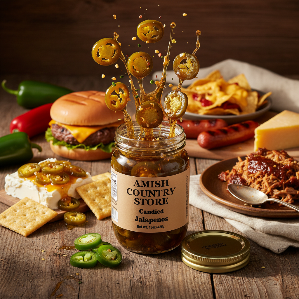 Old-Fashioned Candied Jalapeños | Sweet & Spicy Pantry Favorite | Pint is a candied jalapeños chosen for pantry shoppers, food gifts, everyday snacks, breakfasts, cookouts, or sweet and savory serving ideas. Sweet, tangy, and packed with a little kick, our Old-Fashioned Candied Jalapeños are a bold country pantry favorite that can wake up just about any meal. Product details help shoppers compare the item type, style, size, and intended use before purchase.