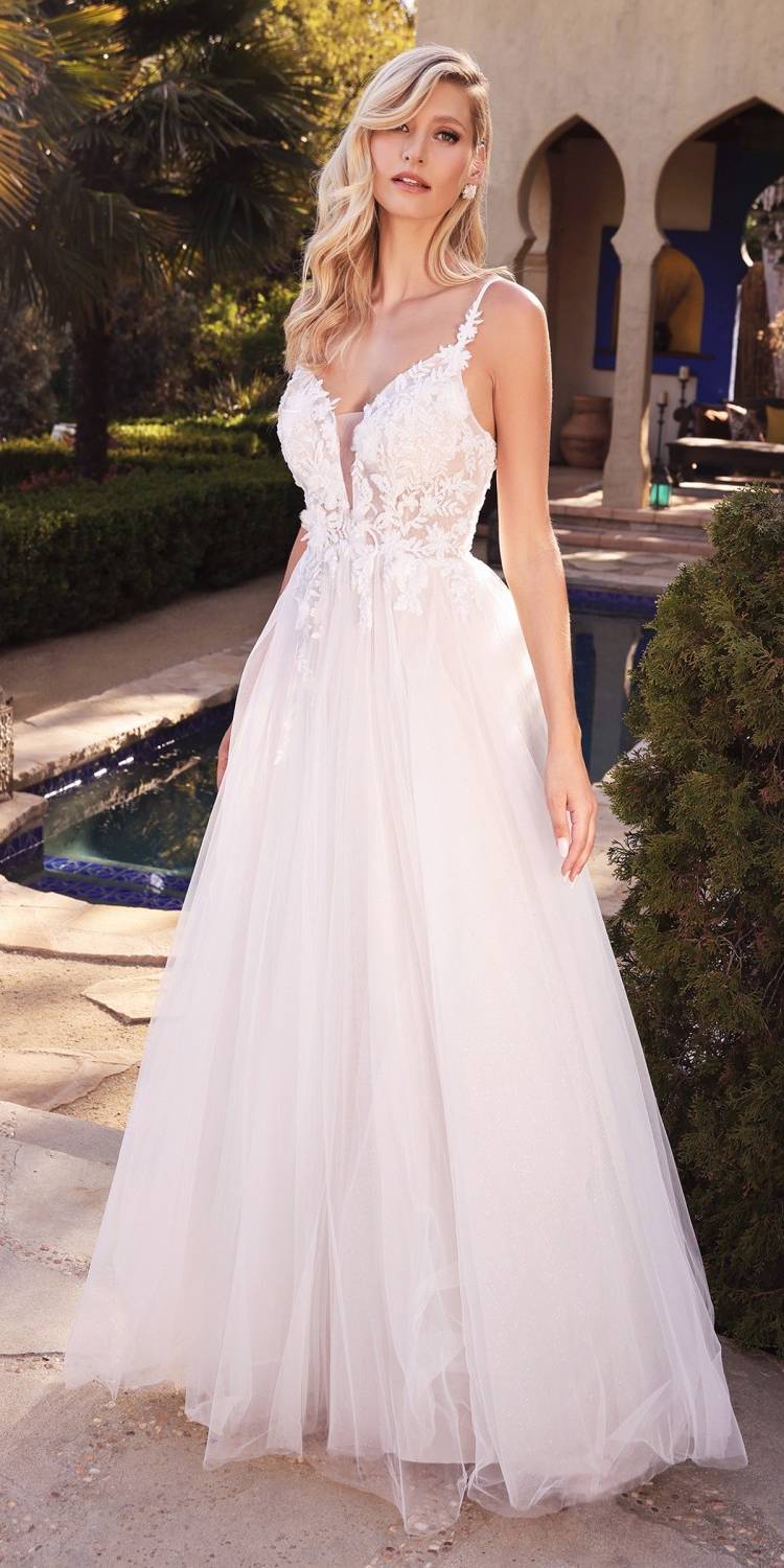 Cinderella Divine CB072W Layered A-Line Tulle Bridal Gown Embroidered Bodice is a wedding gown suited for weddings, bridal events, ceremonies, and formal celebrations. It offers supplier-listed styling details with formalwear appeal for Honey Badger Books shoppers.