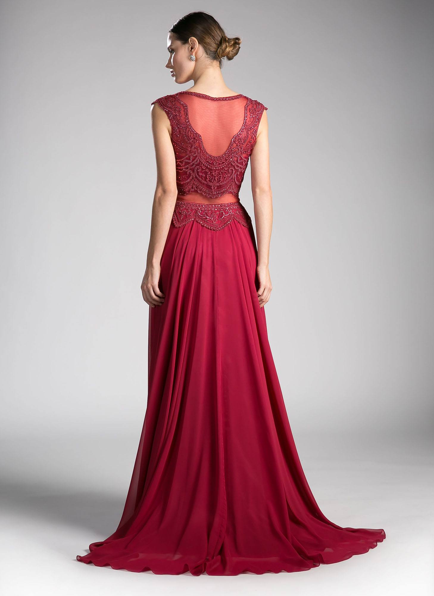Dress | Cinderella Divine Cd0113 Illusion Beaded Formal Gown Cap