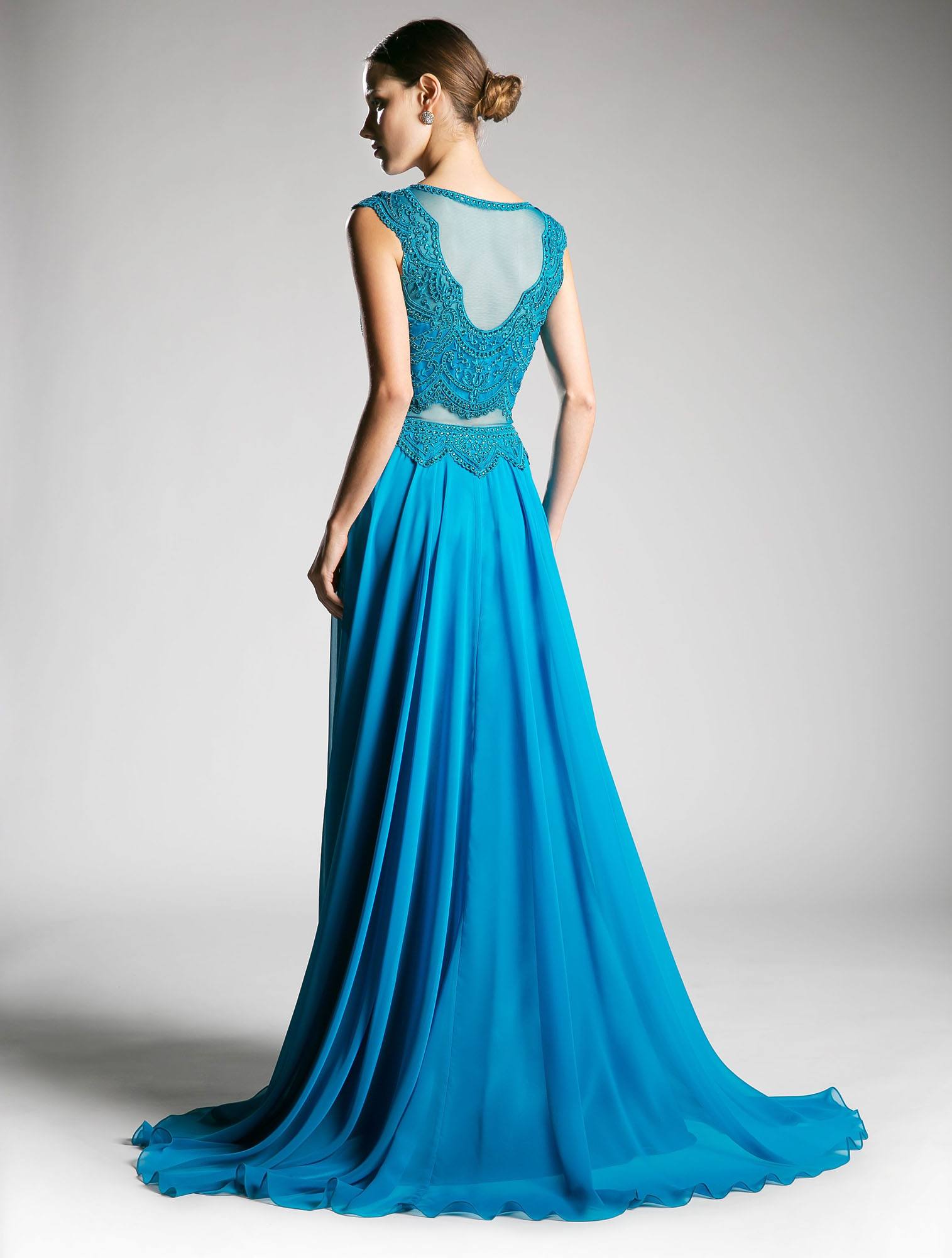 Dress | Cinderella Divine Cd0113 Illusion Beaded Formal Gown Cap