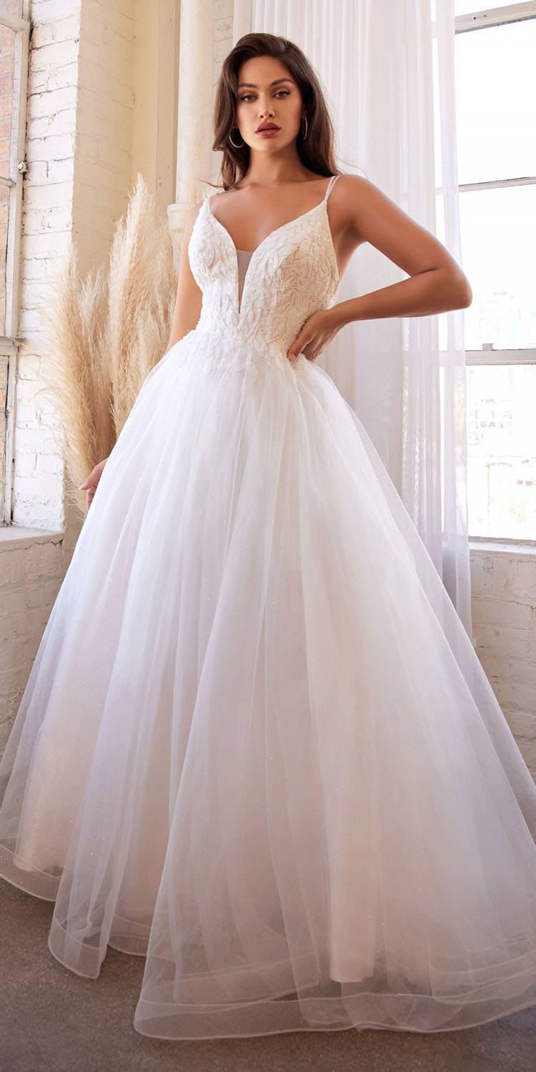 Cinderella Divine CD0154W Long Layered Tulle Dress Beaded Applique Bodice is a wedding gown suited for weddings, bridal events, ceremonies, and formal celebrations. It offers supplier-listed styling details with formalwear appeal for Honey Badger Books shoppers.