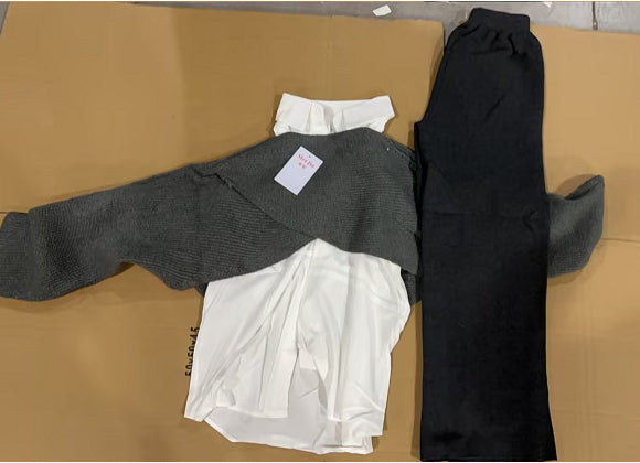 3点セットニットセータースーツ シャツ＆ワイドレッグパンツ 秋冬スーツ レディース