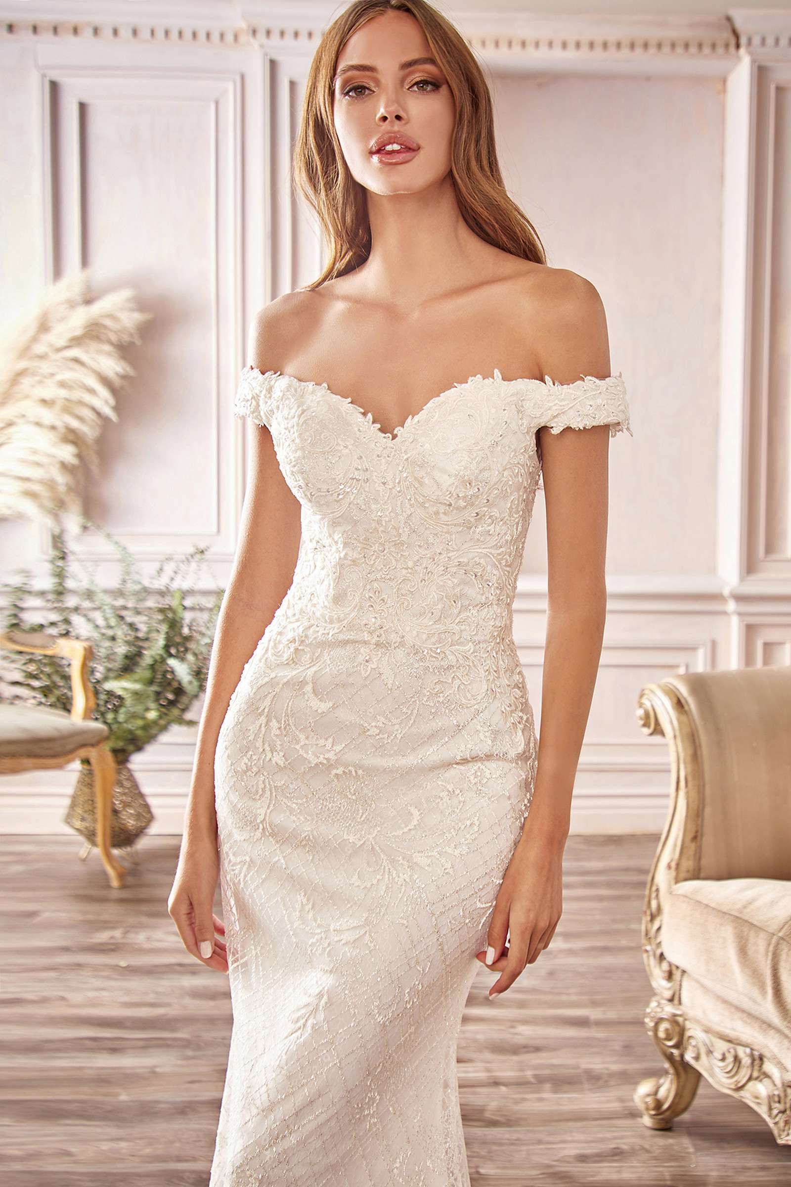 Wedding Dress | Cinderella Divine Cd929 Fitted Off the Shoulder Bridal