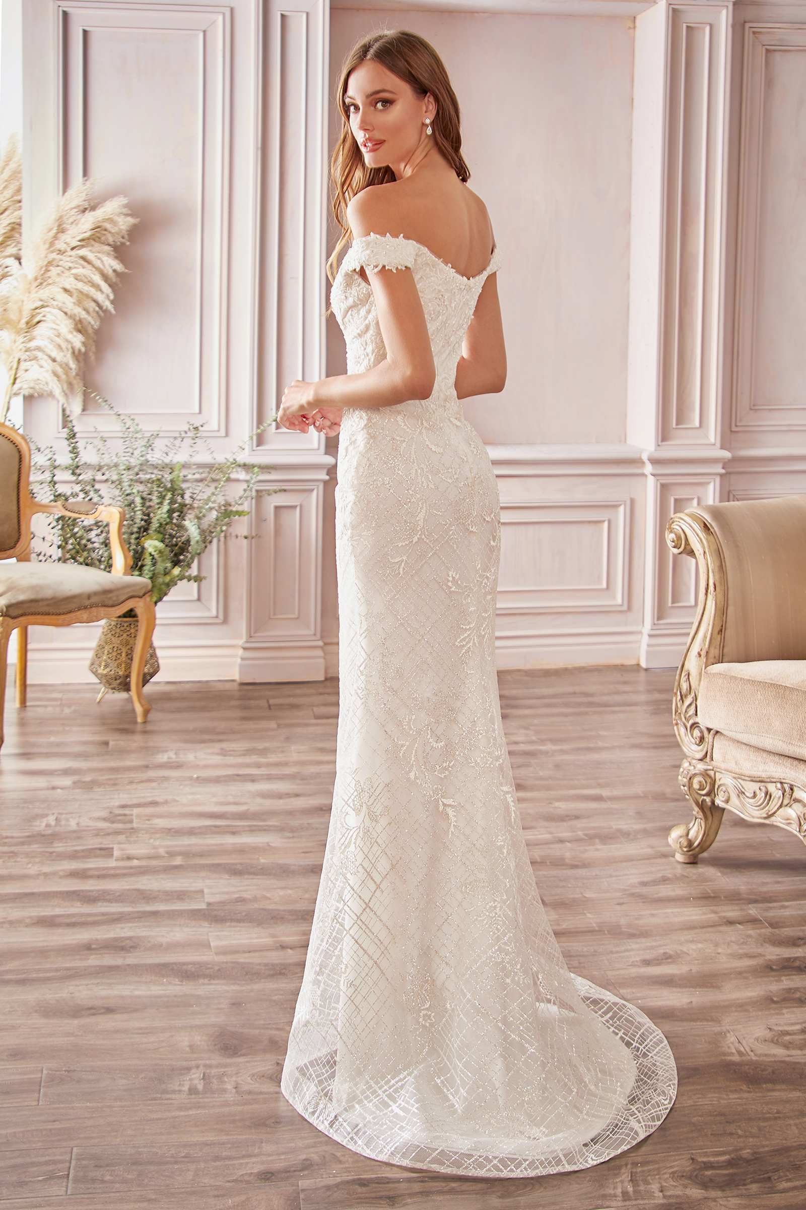 Wedding Dress | Cinderella Divine Cd929 Fitted Off the Shoulder Bridal