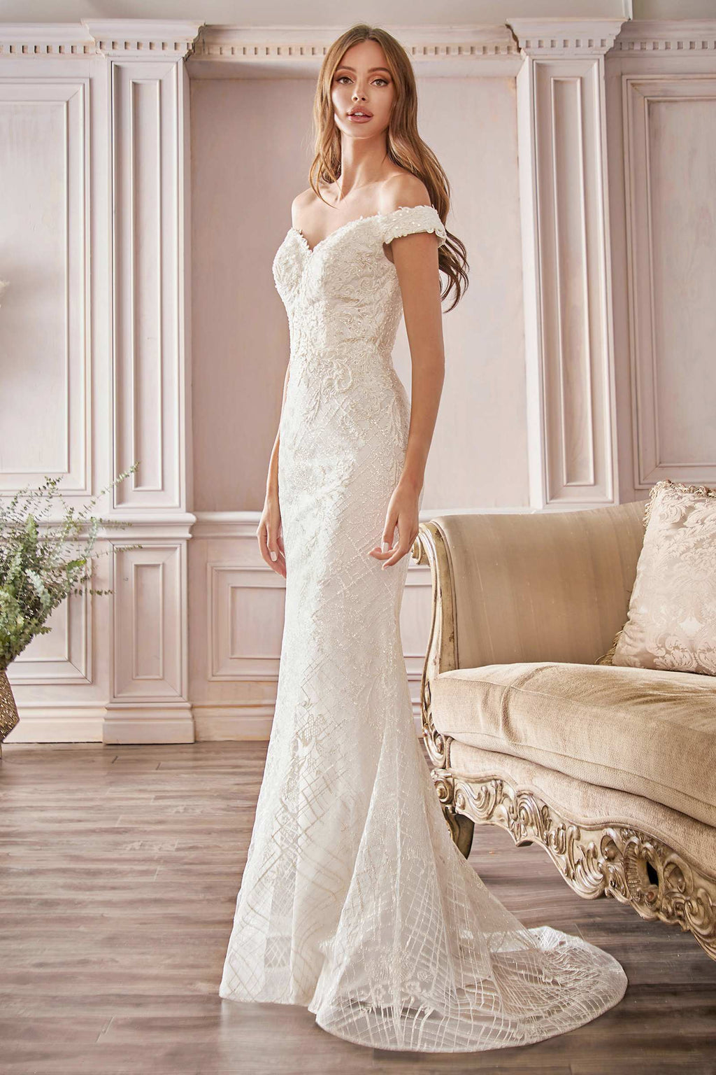 Wedding Dress | Cinderella Divine Cd929 Fitted Off the Shoulder Bridal
