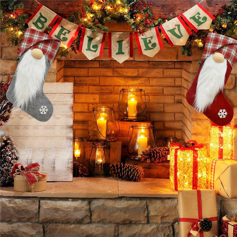 クリスマスストッキング クリスマスツリー 暖炉 装飾ソックス ドロップオーナメント キャンディバッグ ギフトホルダー ハンギングデコレーション