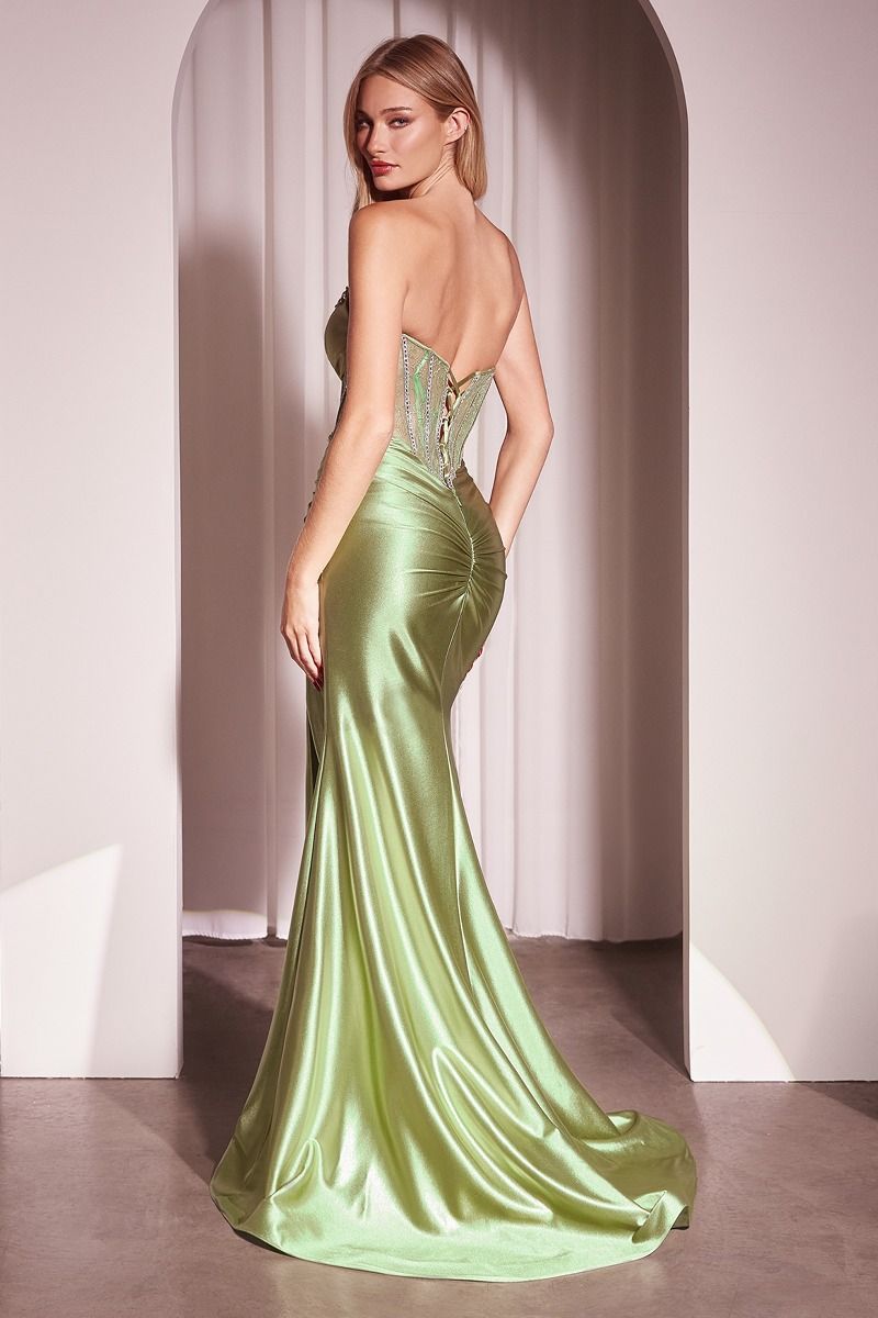 Nightgown | Strapless Lace Bodice Satin Fitted Gown