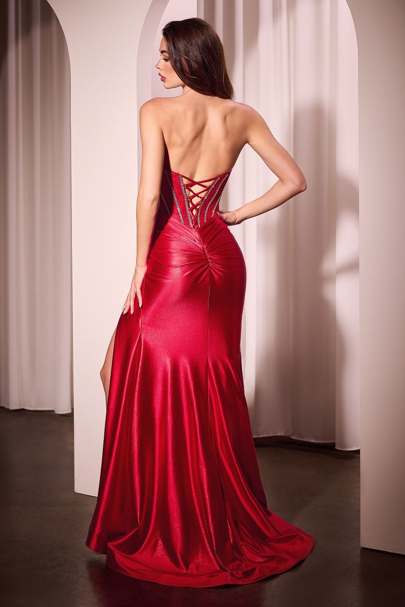 Nightgown | Strapless Lace Bodice Satin Fitted Gown