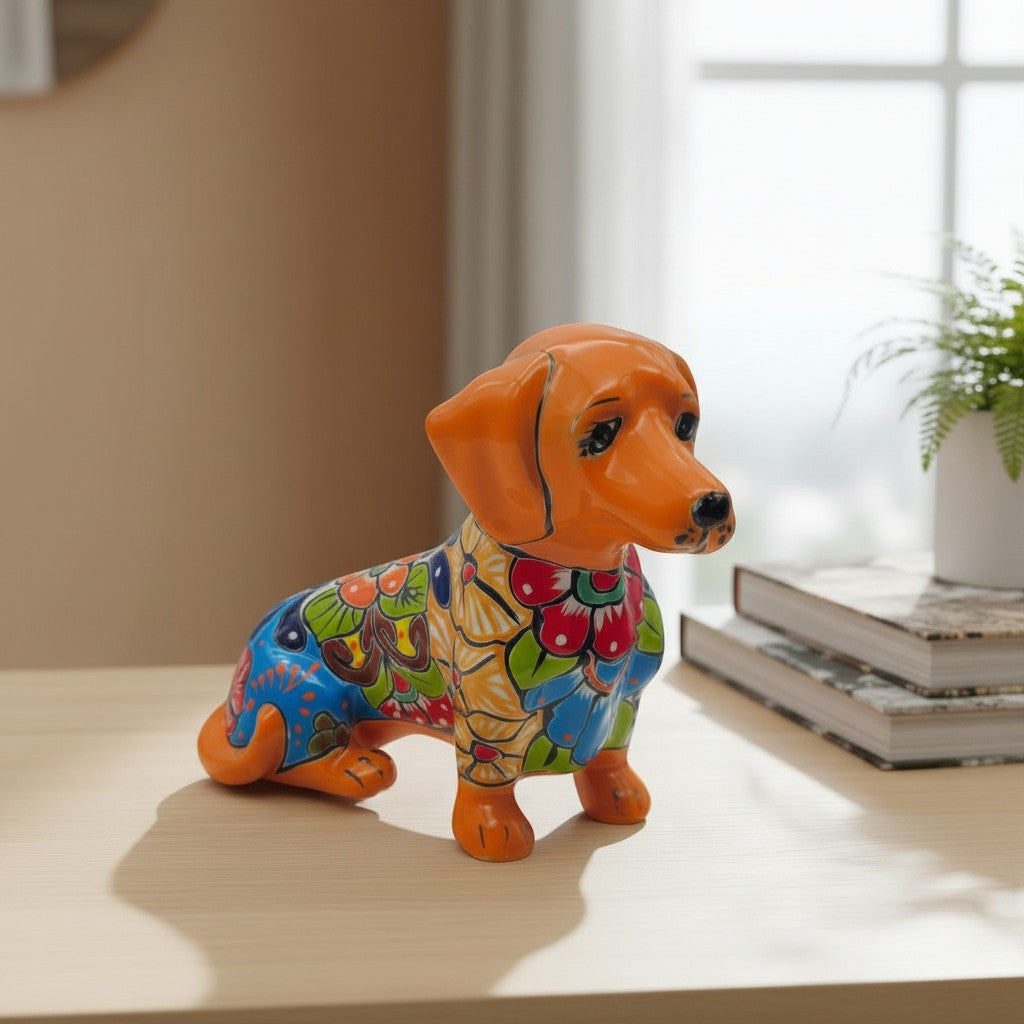 Talavera Statue | Colorful Talavera Dachshund