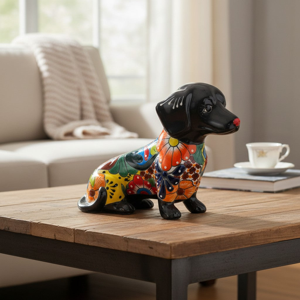 Talavera Statue | Colorful Talavera Dachshund