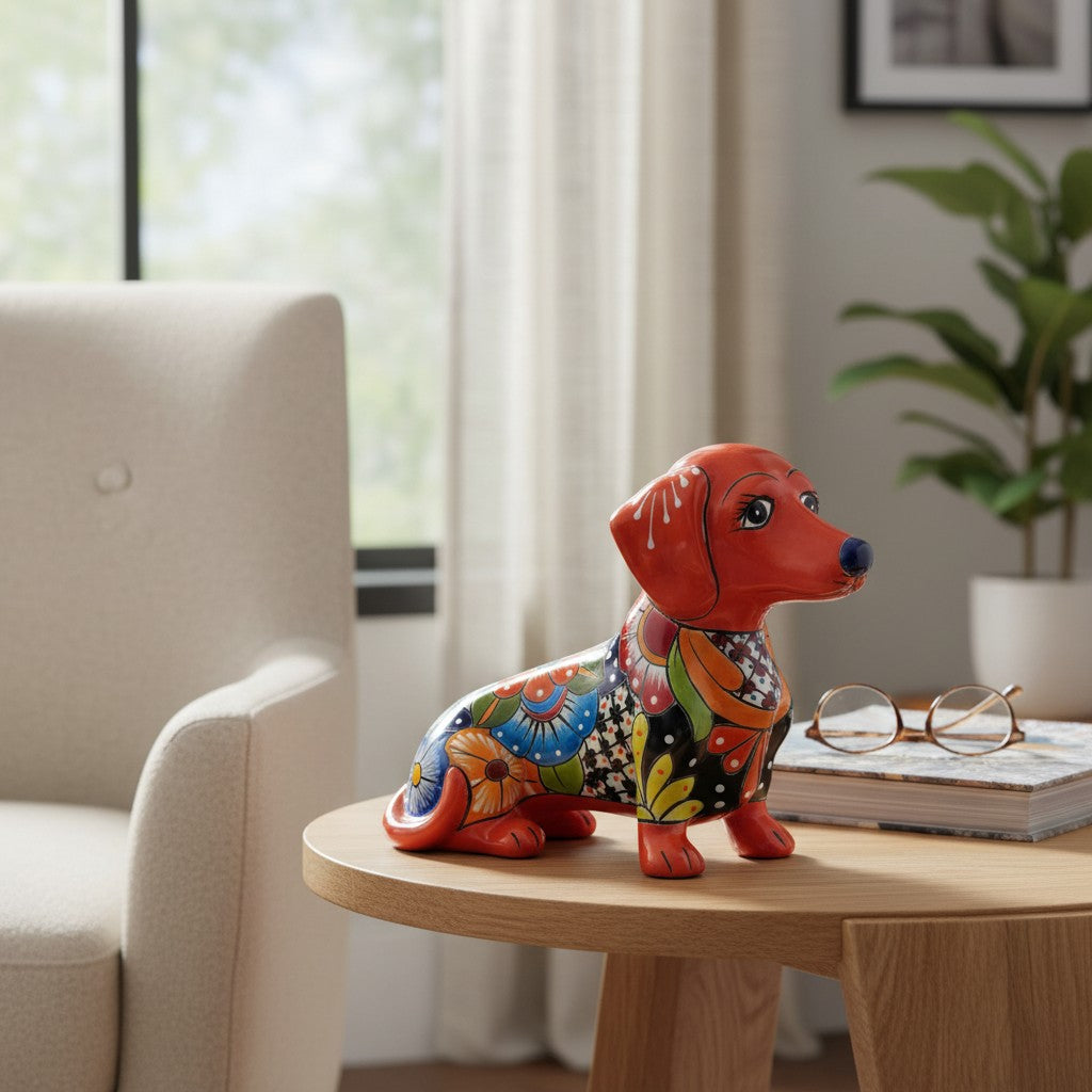 Talavera Statue | Colorful Talavera Dachshund