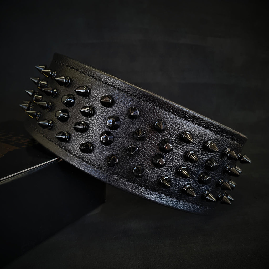 Black Crown Soft Leather Dog Collar