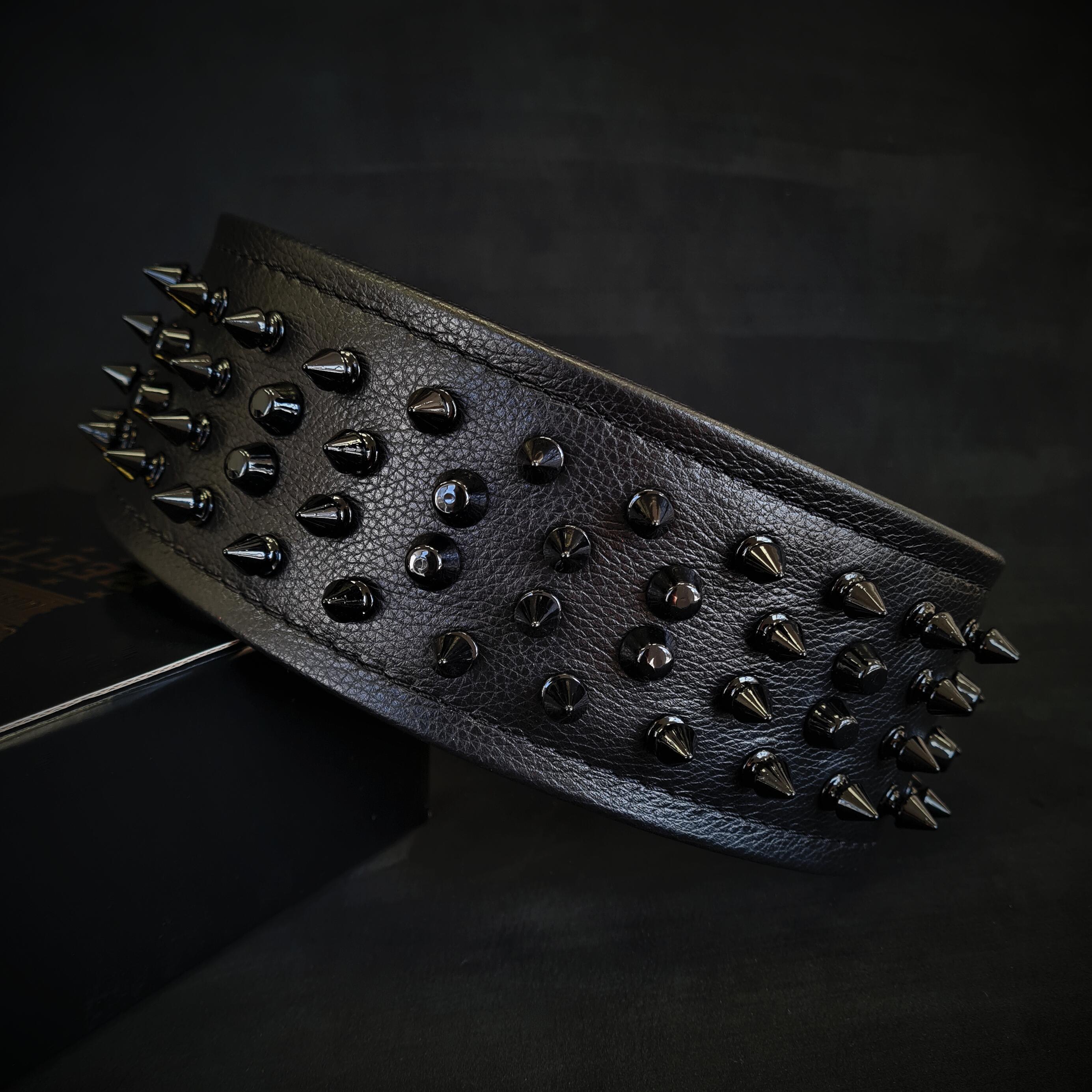 Black Crown Soft Leather Dog Collar