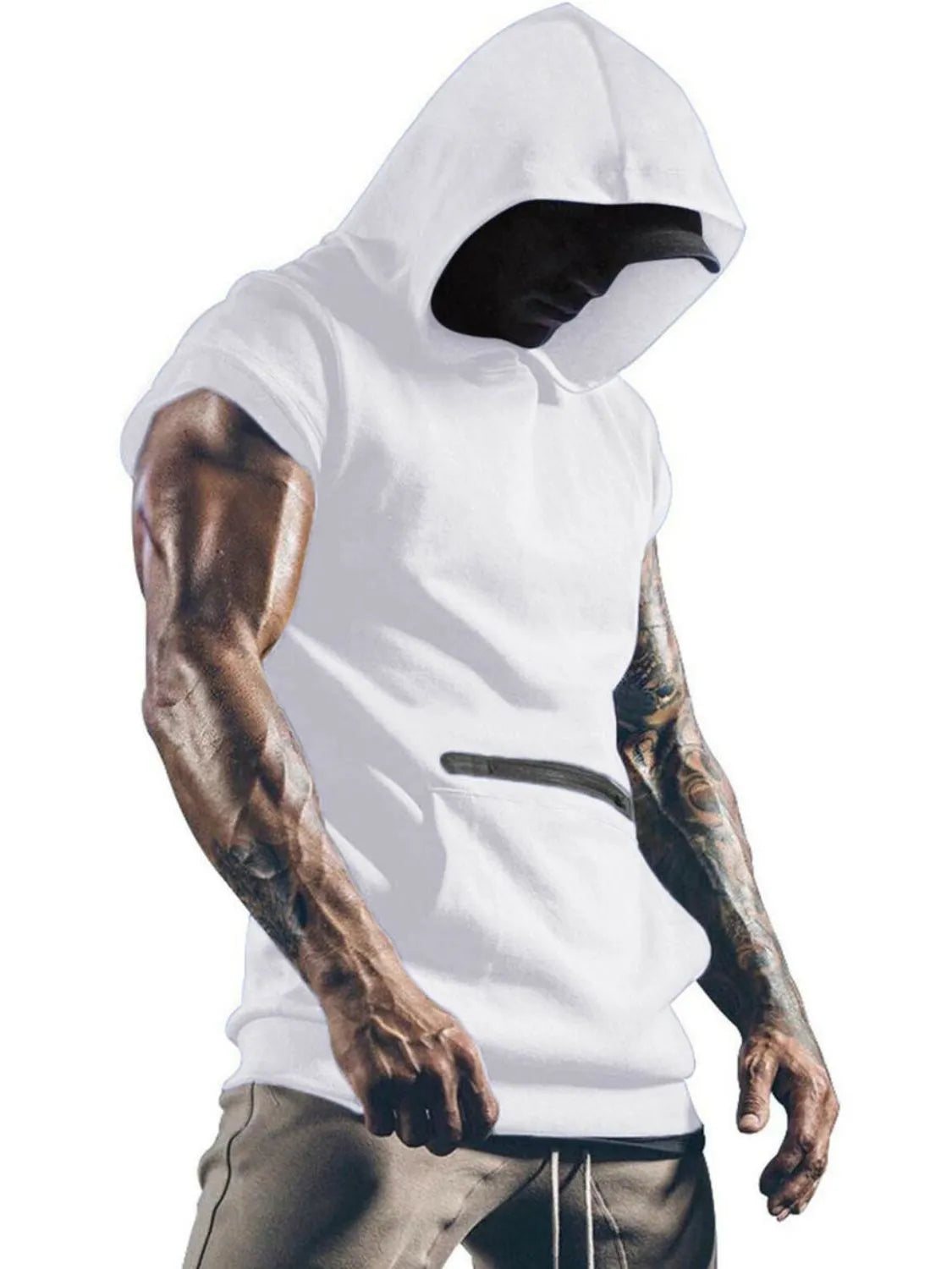 Men's Kangaroo Pocket Hooded Tank
