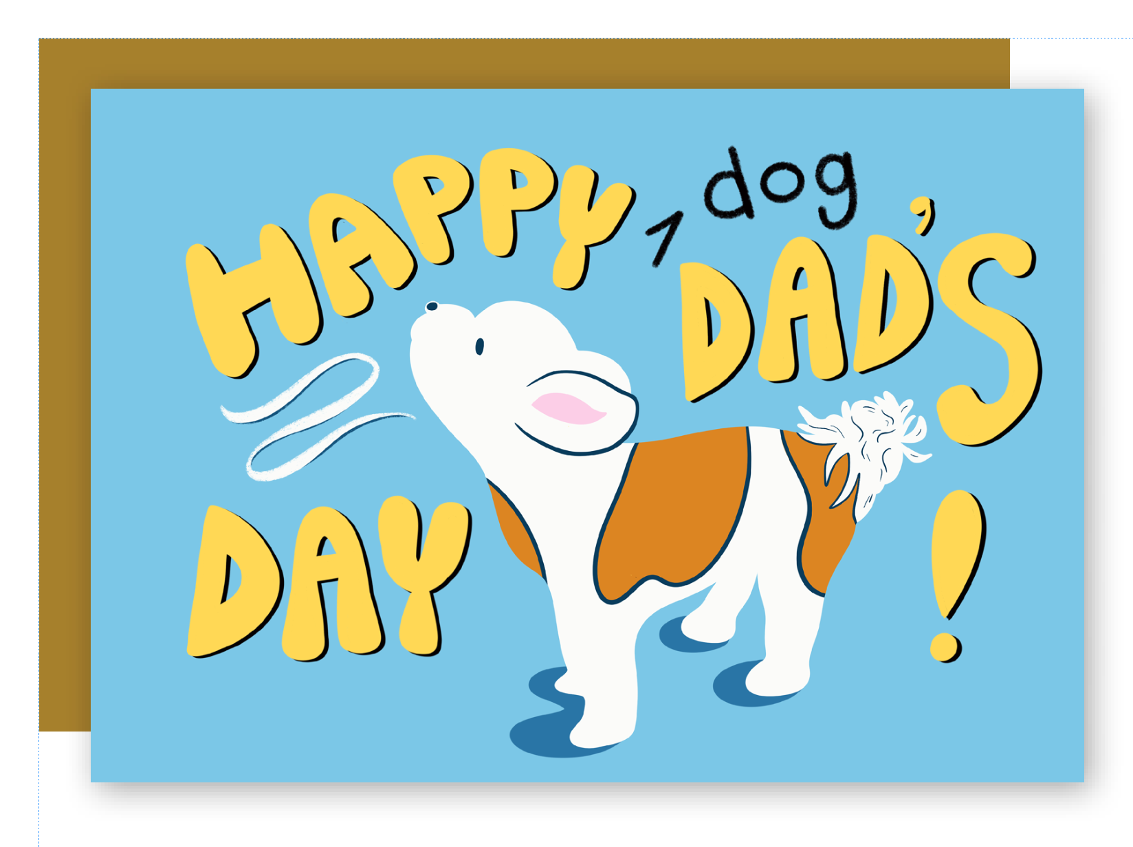 Tarjeta de felicitación "Feliz Día del Padre, papá perruno" con cachorro aullando + sobre a juego (Ocasión)