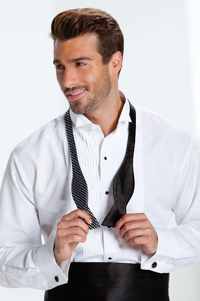 Men's Shirt | "dante" White Pleated Wingtip Tuxedo Classic Fit Shirt