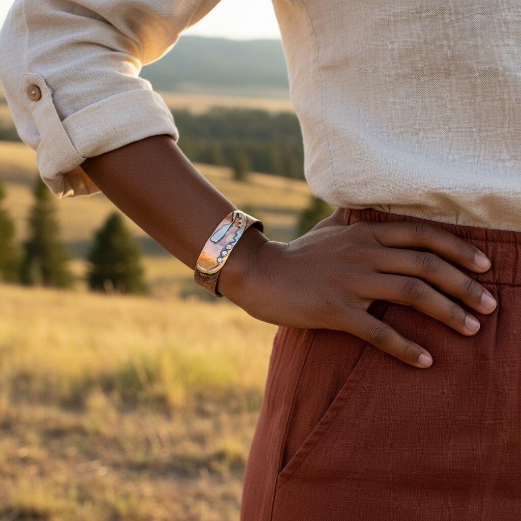 Cuff Bracelet | Copper Sculpted Angel Wing Frame Cuff Bracelet
