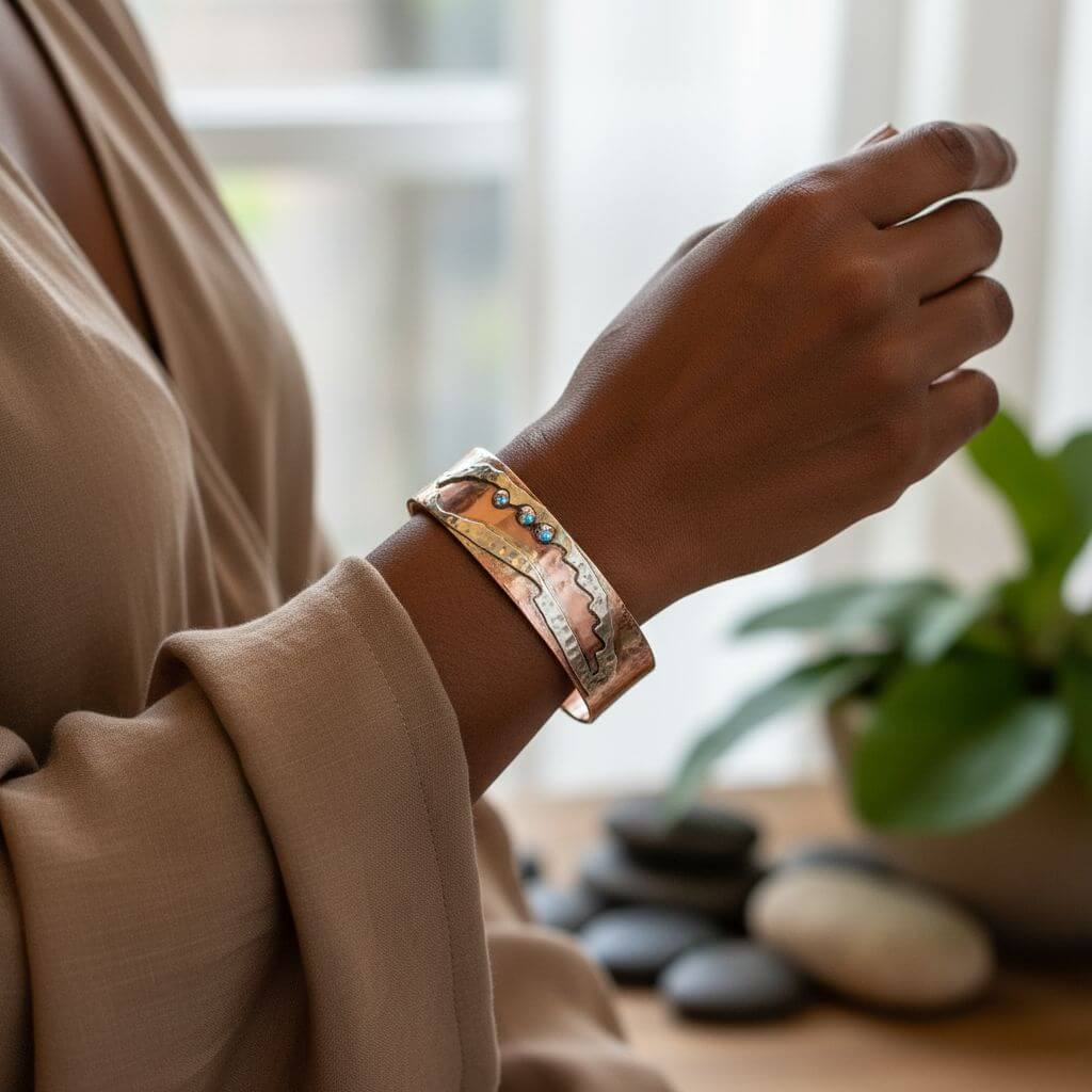 Cuff Bracelet | Copper Sculpted Angel Wing Frame Cuff Bracelet