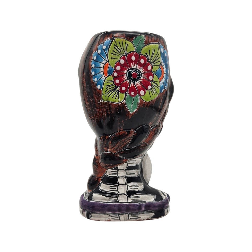 Talavera Planter | Day of the Dead Lady & Bunny Planter