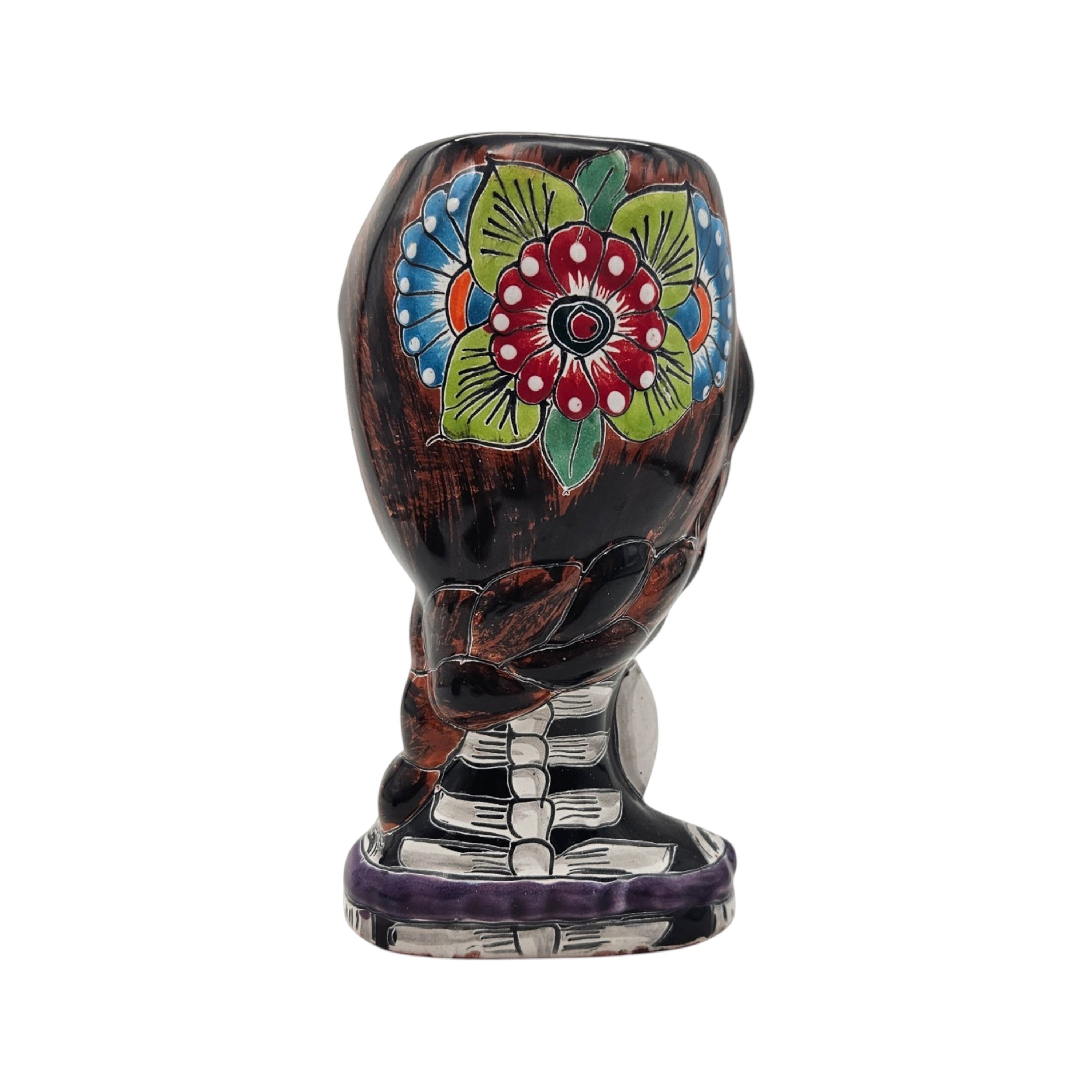 Talavera Planter | Day of the Dead Lady & Bunny Planter