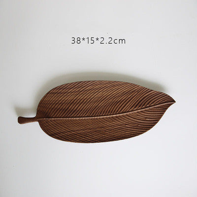 Bandeja de Madera Maciza Creativa Original Hecha a Mano para Dim Sum, Aperitivos, Frutas con Forma de Hoja
