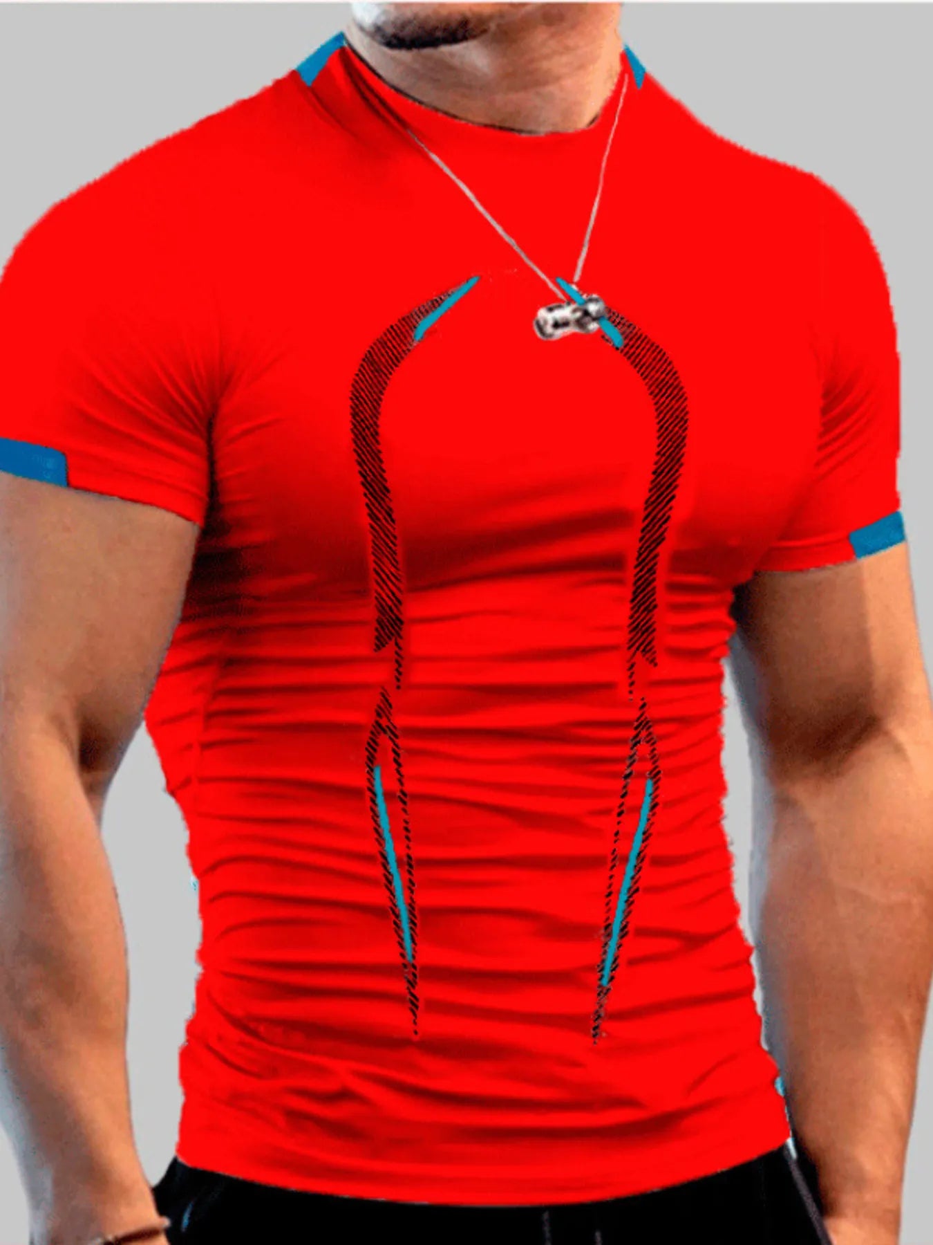 Men's Full Size Mock Neck Short Sleeve Active T-Shirt